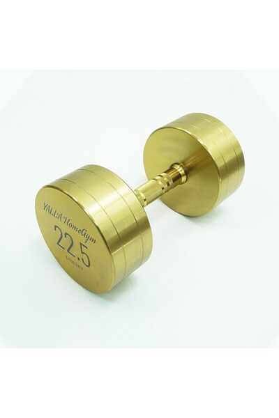 YALLA HomeGym دمبل دائري فاخر باللون الذهبي، وزن 22.5 كجم، إصدار حصري، للتدري...