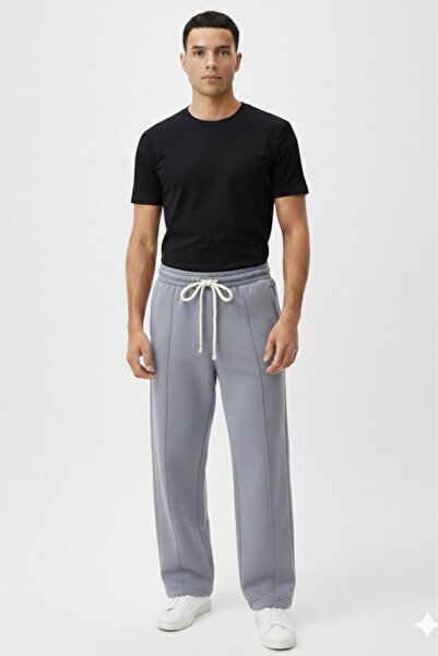 NO 601 Pantaloni de sport largi pentru bărbați, gri piatră, iarnă, căptușiți ...