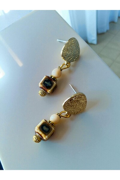 dela otantik Ceramic Beaded Women's Earrings – Handmade Bohemian Dangle Earri...