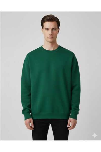 Abruzzo سويت شيرت رجالي بخيطين - أخضر زمردي