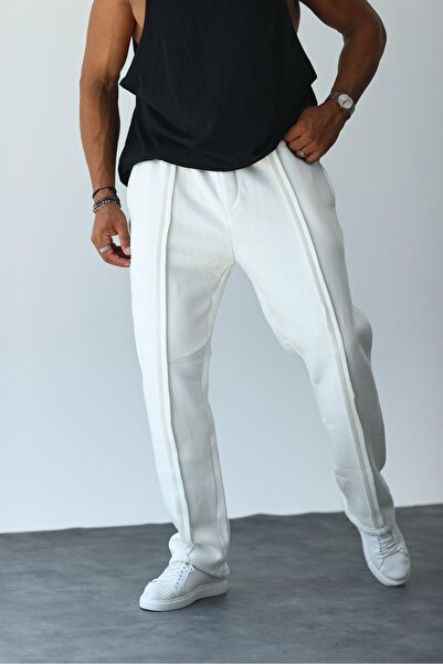 KağanKY Λεπτομερής φαρδιά φόρμα λευκής ρίγας