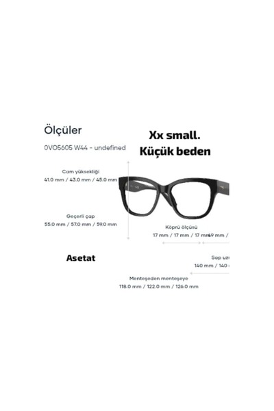 Vogue Vo5605 W44 49ekt Xxsmall Kadın Mavi Işık Korumalı Ekran Gözlüğü Siyah