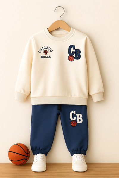 Beka Kids Σετ παντελόνι και μπλούζα με χοντρό βαμβακερό ύφασμα με λεπτομέρεια εκτύπωσης για αγόρια