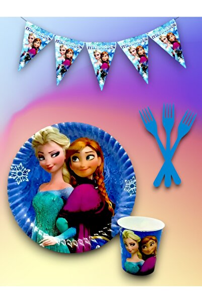 partylady مجموعة أدوات تقديم الطعام ذات الطابع الخاص بـ Frozen لـ 24 شخصًا وش...