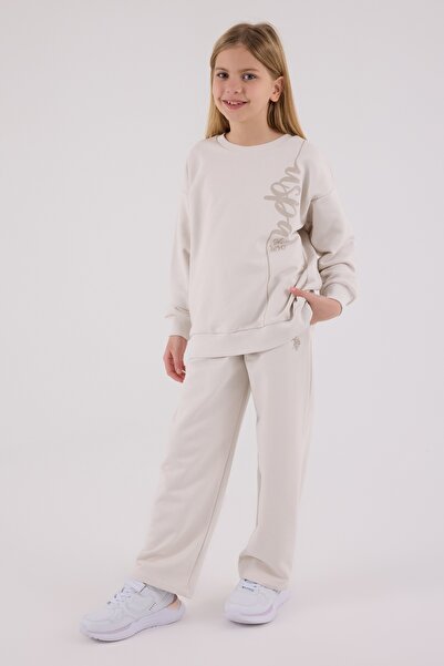 U.S. Polo Assn. Beige Girl's Tracksuit Set
