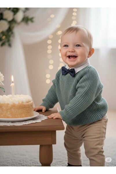 meriç bebe - bütün çocuklar melektir. mrc سترة أطفال محبوكة بدون خياطة بأكمام راجلان وياقة دائرية للأطفال من 6 إلى 24 شهرًا