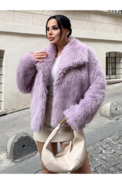 bykadriyeyılmaz Eyfel Şal Yaka Kürk Kaban Lila