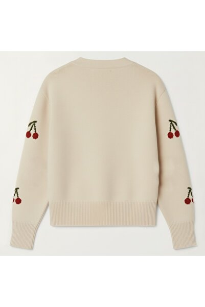 Erşan Giyim Women's Trend Popular Cherry Detail Stone Knitwear Cardigan