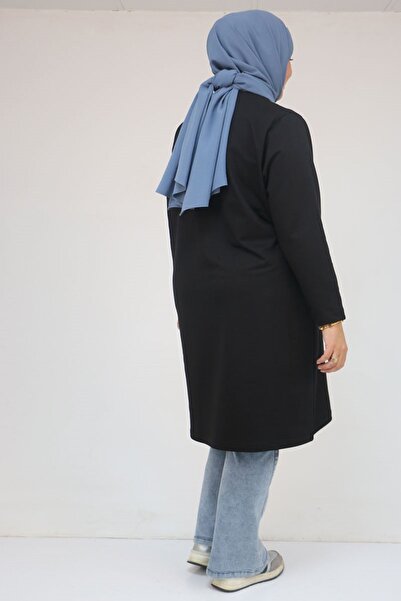 Eslina 58154 Plus Size Two Thread Tunic with Collar - Black