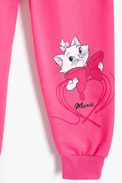 Cansın Mini Ροζ χαριτωμένη γάτα με τύπωμα Σετ αθλητικής φόρμας για κορίτσια 22759