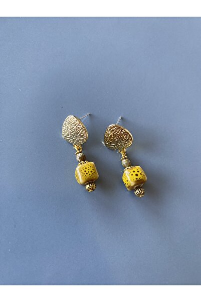 dela otantik Seramik Boncuklu Kadın Küpe – El Yapımı Bohem Sallantılı Küpe - Renkli Otantik Bijuteri Takı