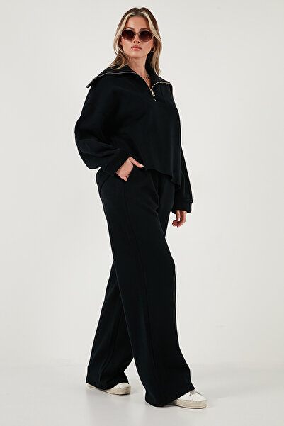 Lela Set de tricotaje din bumbac, cu supradimensionat picioare, cu jumătate de fermoar, cu mâneci lungi, SET 68351218