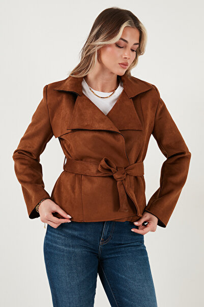 Lela Регулярний крій, крузавий комір, пояс, сукня з замшевою фактурою ПАЛЬТО 6839640