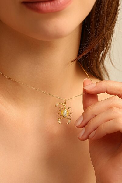 Argentum Concept 18K Altın Kaplamalı 925 Ayar Gümüş Akrep Kolye - 23183902