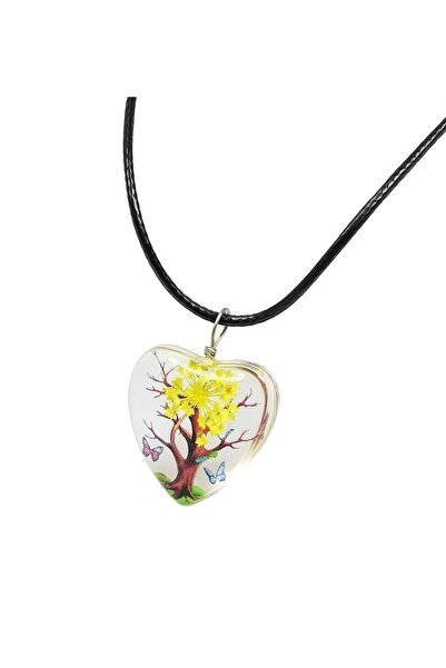 Vipfoni Handmade, Heart Design with Dried Flowers Epoxy Tree of Life Pendant