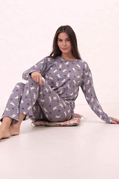lamelif Patterned Pajama Set Blue