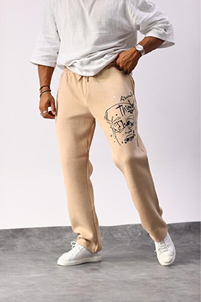 KağanKY Φόρμα Μπεζ Κρανίο με τύπωμα