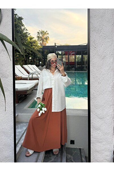 BLUEPERYY KADIN KİREMİT BELİ LASTİKLİ TEN.SEL ETEK