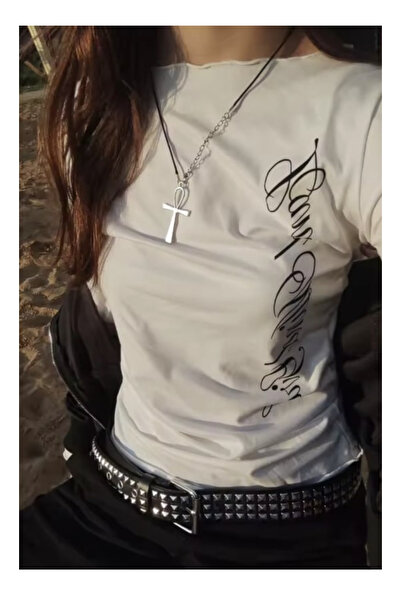 Köstebek Angel Sırt Baskılı Grunge Uzun Kollu Sweatshirt