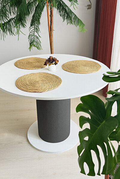 MCNdesign BOHEM TRAVERTEN YUVARLAK YEMEK MASASI MUTFAK MASASI ÇALIŞMA MASASI ...