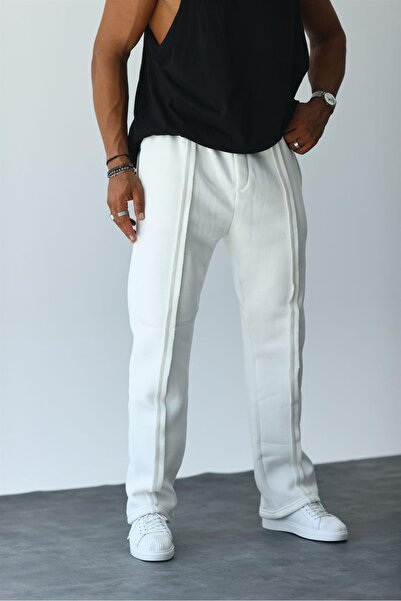 KağanKY Λεπτομερής φαρδιά φόρμα λευκής ρίγας