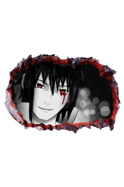 BV Autocolant decorativ, gaură 3D în perete, Naruto, 85 cm