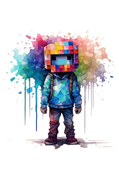 BV Autocolant decorativ, Minecraft, albastru, 1376STK