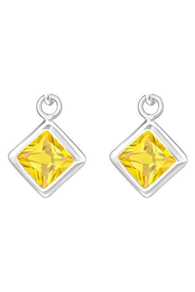 BV Cercei din argint, inimă, cristale galbene