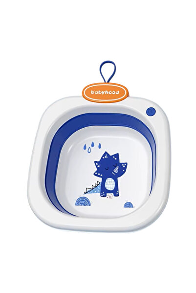 LITTLE ANGEL - حوض غسيل قابل للطي للأطفال بطبعة ديناصور - أزرق