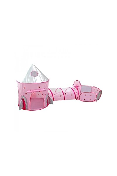 ALIBIBI Set cort de joacă pentru copii 3 în 1 roz în formă de rachetă