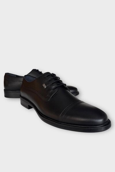 Liger Men's Genuine Leather Lace-Up Shoes Black - Smoked
