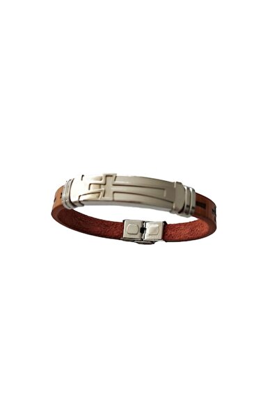 BV Eco-leather bracelet, Cross, Stainless steel, A4B102