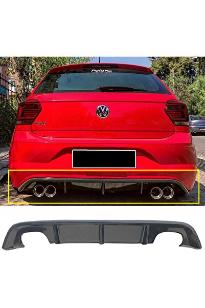 AkmTuning Vw Polo Mk6 R Line Difüzör Parlak Siyah Plastik 2018 2019 2020 Arka-difizör-bodykit-ek-karlık
