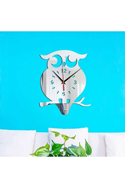 BV Decorative Wall Clock - Owl, Acrylic Mirror, 27 cm, MC-015