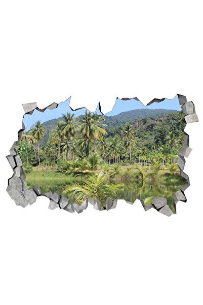 BV Sticker decorativ, gaura in perete 3D, Palmieri, 85 cm, 185STK-1