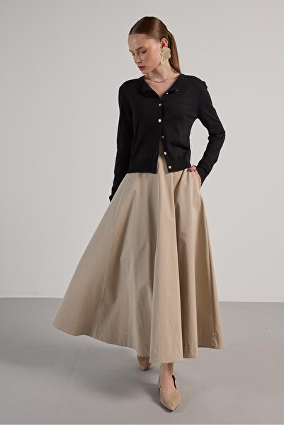 minaaise Γυναικεία Πέτρινη Premium Υφασμάτινη Φούστα Μακριά 30015