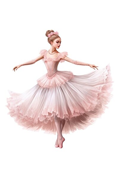 BV Autocolant decorativ - Balerină, roz, 65 cm