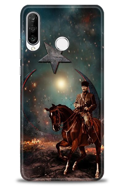 Rulet Aksesuar غطاء متوافق مع هاتف هواوي P30 لايت HD مطبوع - غطاء سيليكون بتص...