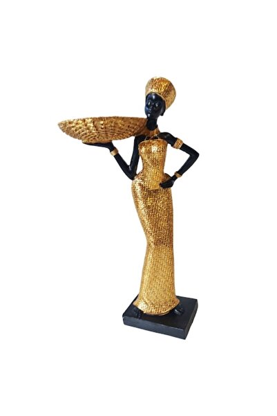 BV Decorative ornament 'Africana' with jewelry holder, Gold, 32 cm