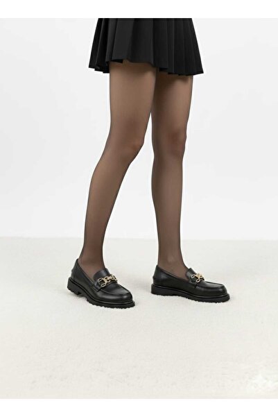 AYN SHOES35 Kapalı Babet Kişlik Tokalı Siyah Rengi Cilt