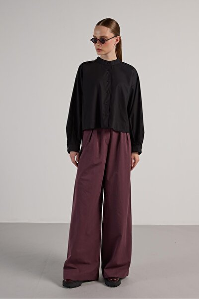 minaaise قميص نسائي قصير بتصميم أسود كبير الحجم 30019