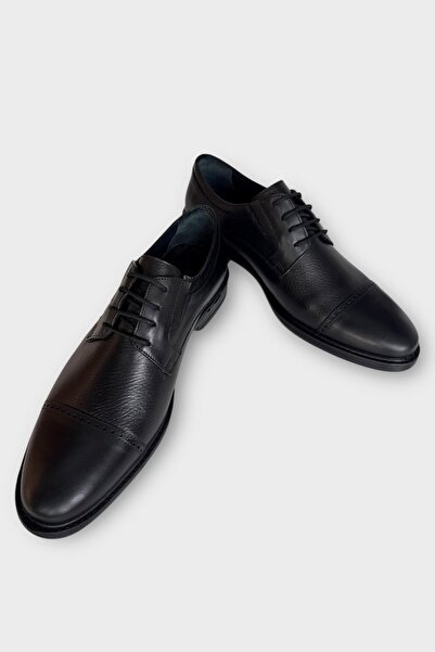 Liger Мъжки обувки от естествена кожа с връзки ЧЕРЕН - ДИМ