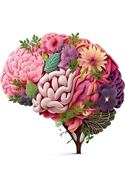 BV Autocolant decorativ - Creier cu flori, roz, 60 cm