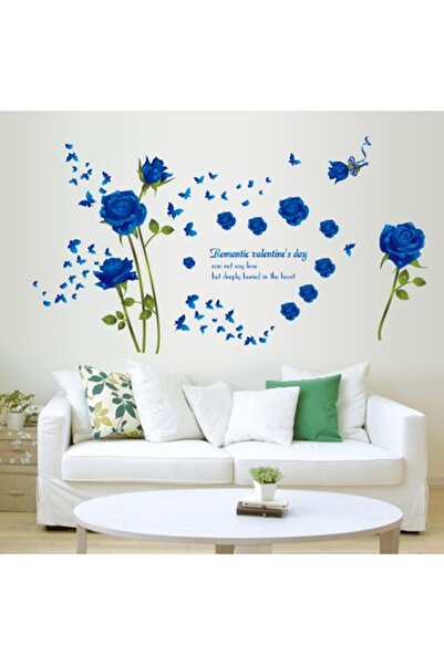 BV Autocolant decorativ, trandafiri albaștri 147 cm, 129STK