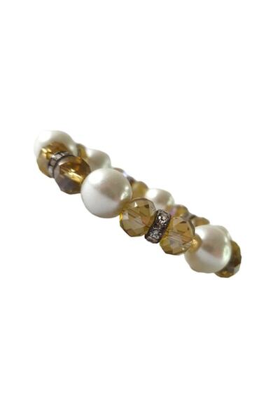 BV Brățară cu pietre și mărgele, galbenă, BR95