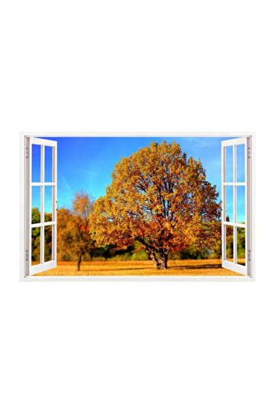 BV Autocolant decorativ, fereastră 3D, pădure, 85 cm