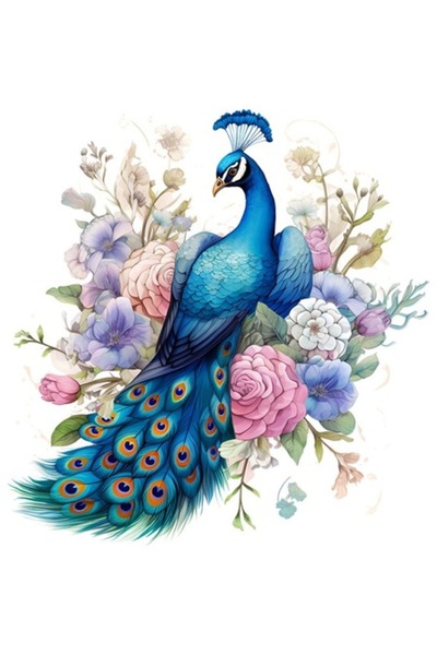 BV Autocolant decorativ, păun, albastru, 62 cm