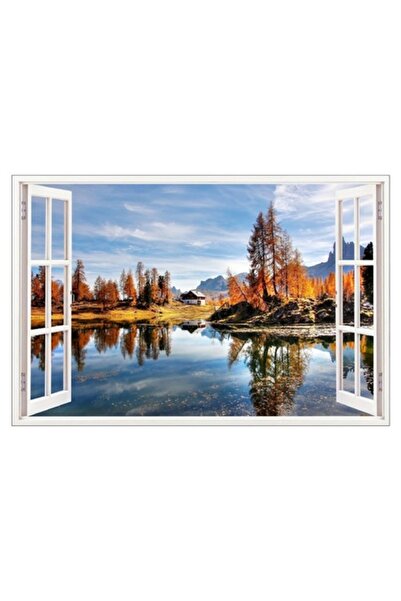 BV Autocolant decorativ 3D pentru fereastră - peisaj montan, 85 cm (580 buc)