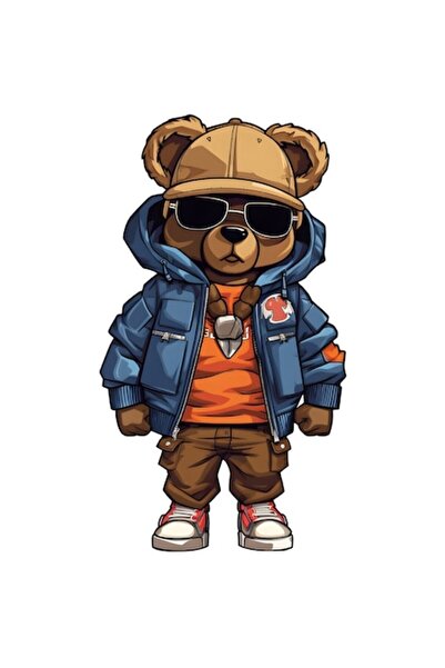 BV Autocolant decorativ, Teddy Hip Hop, albastru, 90 cm
