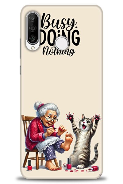 Rulet Aksesuar غطاء متوافق مع هاتف هواوي P30 لايت HD مطبوع - غطاء سيليكون بتص...